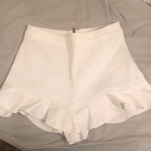 Zara White shorts with frill detail